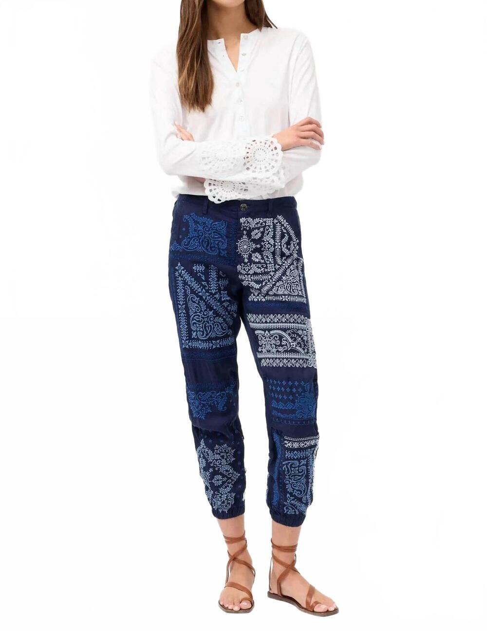 NEW JOHNNY WAS bandana embroidered pant in blue night
